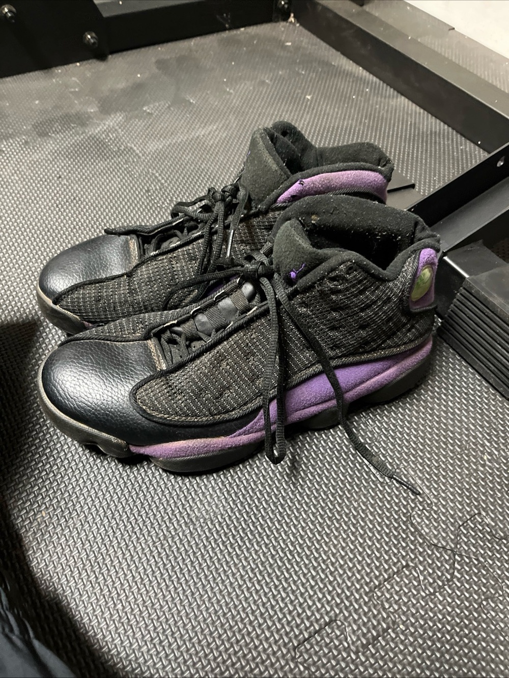 Jordan Kids Black and Purple High-Top Sneakers